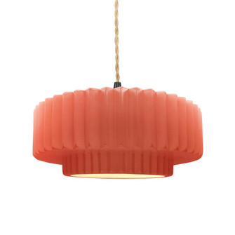 Medium Tier Pleated 1-Light Pendant (254|CER-6553-BSH-MBLK-BEIG-TWST-LED1-700)