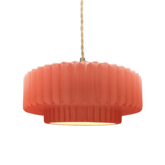 Medium Tier Pleated 1-Light Pendant (254|CER-6553-BSH-BRSS-BEIG-TWST-LED1-700)