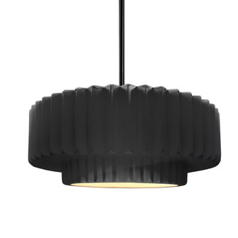 Medium Tier Pleated 1-Light Pendant (254|CER-6553-BLK-MBLK-RIGID-LED1-700)