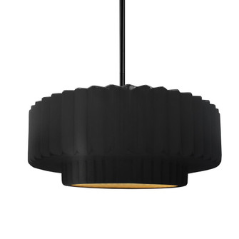Medium Tier Pleated 1-Light Pendant (254|CER-6553-CBGD-MBLK-RIGID)