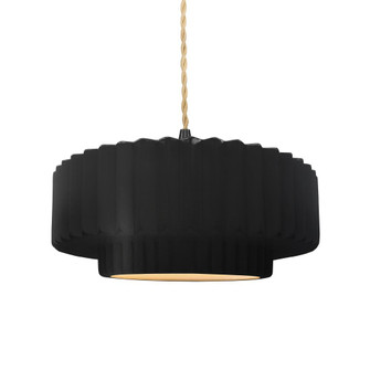 Medium Tier Pleated 1-Light Pendant (254|CER-6553-CBGD-MBLK-BEIG-TWST)