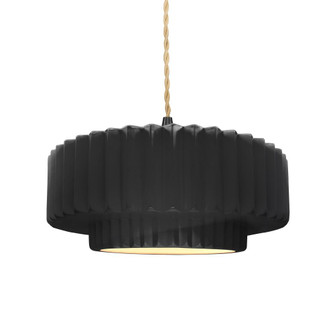 Medium Tier Pleated 1-Light Pendant (254|CER-6553-BLK-MBLK-BEIG-TWST)