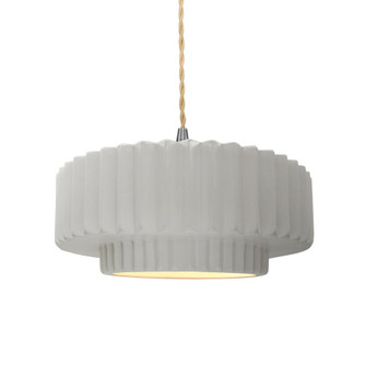 Medium Tier Pleated 1-Light Pendant (254|CER-6553-BIS-NCKL-BEIG-TWST)