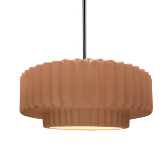 Medium Tier Pleated 1-Light Pendant (254|CER-6553-ADOB-NCKL-RIGID)