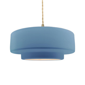 Large Tier 1-Light Pendant (254|CER-6545-SKBL-BRSS-BEIG-TWST)