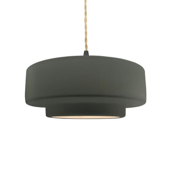 Medium Tier 1-Light Pendant (254|CER-6543-PWGN-MBLK-BEIG-TWST-LED1-700)