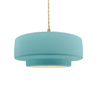 Medium Tier 1-Light Pendant (254|CER-6543-RFPL-BRSS-BEIG-TWST)