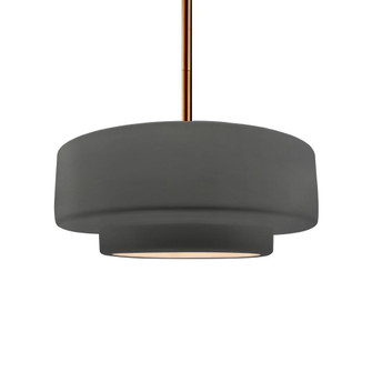 Medium Tier 1-Light Pendant (254|CER-6543-GRY-BRSS-RIGID)