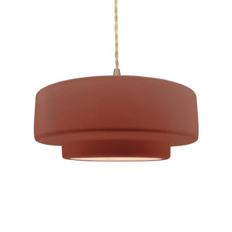 Medium Tier 1-Light Pendant (254|CER-6543-CLAY-BRSS-BEIG-TWST)