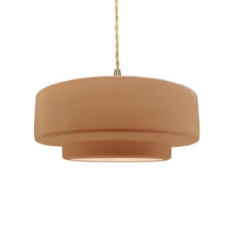 Medium Tier 1-Light Pendant (254|CER-6543-ADOB-BRSS-BEIG-TWST-LED1-700)