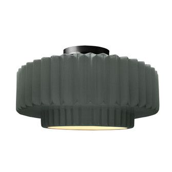 Large Tier Pleated Semi-Flush (254|CER-6375-PWGN-MBLK-LED1-700)