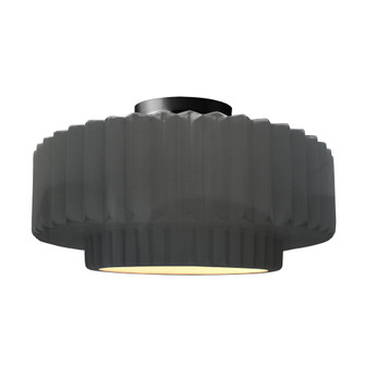 Large Tier Pleated Semi-Flush (254|CER-6375-GRY-MBLK-LED1-700)