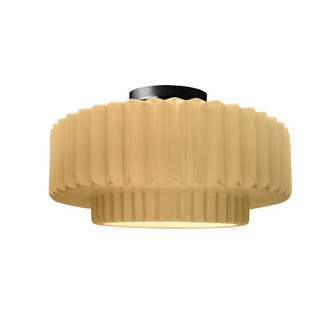 Medium Tier Pleated Semi-Flush (254|CER-6373-MYLW-MBLK-LED1-700)