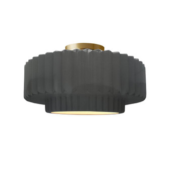 Medium Tier Pleated Semi-Flush (254|CER-6373-GRY-BRSS-LED1-700)