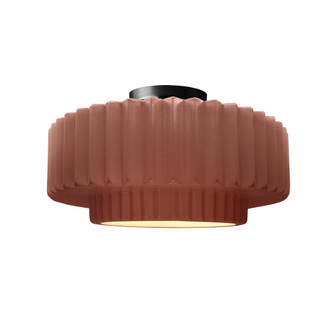 Medium Tier Pleated Semi-Flush (254|CER-6373-CLAY-MBLK)
