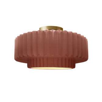 Medium Tier Pleated Semi-Flush (254|CER-6373-CLAY-BRSS)