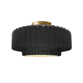 Medium Tier Pleated Semi-Flush (254|CER-6373-BLK-BRSS)