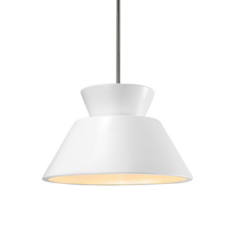 Trapezoid 1-Light Pendant (254|CER-6420-WHT-NCKL-RIGID)