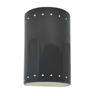 Small LED Cylinder w/ Perfs - Closed Top (254|CER-0990-GRY-LED1-1000)