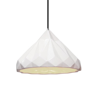 Geometric 1-Light LED Pendant (254|CER-6450-WHT-CROM-BKCD-LED1-700)