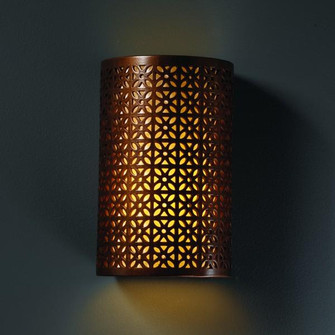Small Cylinder w/ Overall Floral - Open Top & Bottom (Outdoor) (254|CER-7815W-ANTC-LED1-1000)