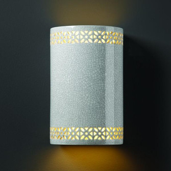 Small Cylinder w/ Floral Band - Open Top & Bottom (Outdoor) (254|CER-7805W-CRK-LED1-1000)