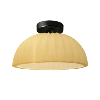 Pleated Dome Semi-Flush (254|CER-6623-MYLW-MBLK-LED1-700)