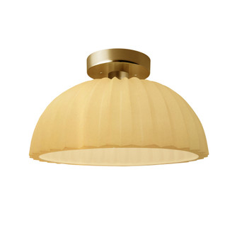 Pleated Dome Semi-Flush (254|CER-6623-MYLW-BRSS-LED1-700)