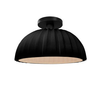 Pleated Dome Semi-Flush (254|CER-6623-BLK-MBLK-LED1-700)