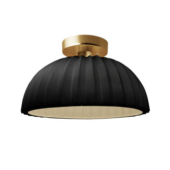 Pleated Dome Semi-Flush (254|CER-6623-BLK-BRSS-LED1-700)