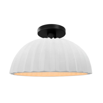 Pleated Dome Semi-Flush (254|CER-6623-BIS-MBLK-LED1-700)
