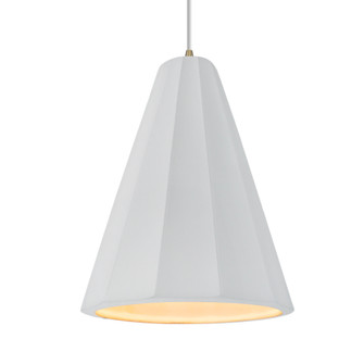 Tall Fluted 1-Light Pendant (254|CER-6607-WTWT-ABRS-WTCD-LED1-700)