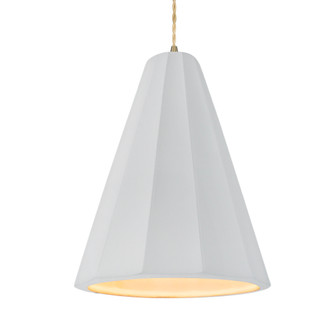 Tall Fluted 1-Light Pendant (254|CER-6607-WTWT-ABRS-BEIG-TWST-LED1-700)