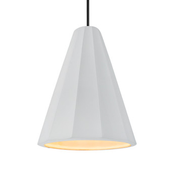 Tall Fluted 1-Light Pendant (254|CER-6607-WHT-MBLK-RIGID)