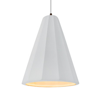 Tall Fluted 1-Light Pendant (254|CER-6607-WHT-DBRZ-WTCD)