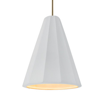 Tall Fluted LED 1-Light Pendant (254|CER-6607-WHT-ABRS-RIGID-LED1-700)