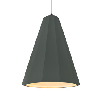 Tall Fluted 1-Light Pendant (254|CER-6607-PWGN-MBLK-WTCD-LED1-700)