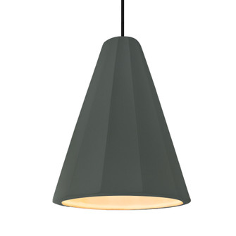 Tall Fluted 1-Light Pendant (254|CER-6607-PWGN-MBLK-BKCD-LED1-700)