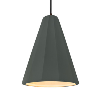 Tall Fluted 1-Light Pendant (254|CER-6607-PWGN-DBRZ-BKCD-LED1-700)