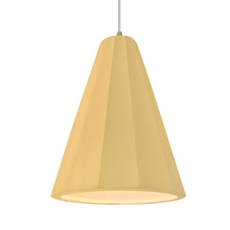Tall Fluted LED 1-Light Pendant (254|CER-6607-MYLW-ABRS-WTCD-LED1-700)