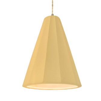 Tall Fluted 1-Light Pendant (254|CER-6607-MYLW-ABRS-BEIG-TWST)
