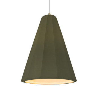 Tall Fluted 1-Light Pendant (254|CER-6607-MGRN-ABRS-WTCD)