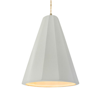 Tall Fluted 1-Light Pendant (254|CER-6607-MAT-ABRS-BEIG-TWST-LED1-700)