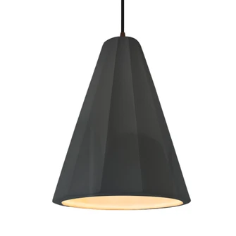 Tall Fluted 1-Light Pendant (254|CER-6607-GRY-DBRZ-BKCD)