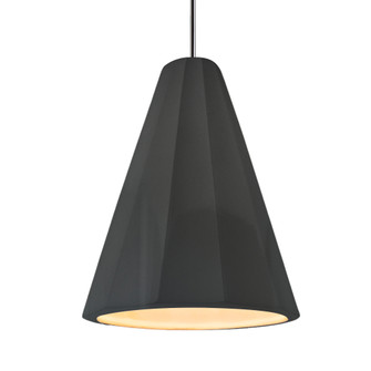 Tall Fluted 1-Light Pendant (254|CER-6607-GRY-CROM-RIGID)