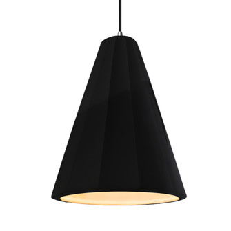 Tall Fluted 1-Light Pendant (254|CER-6607-BKMT-CROM-BKCD-LED1-700)