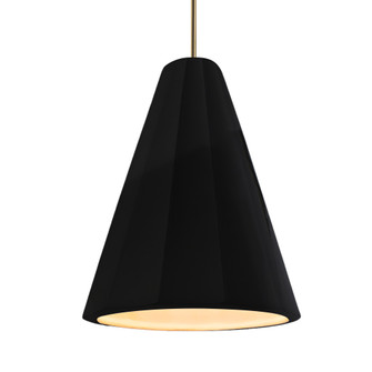 Tall Fluted 1-Light Pendant (254|CER-6607-BKMT-ABRS-RIGID-LED1-700)