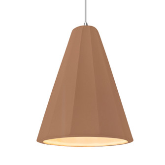 Tall Fluted 1-Light Pendant (254|CER-6607-ADOB-CROM-WTCD-LED1-700)