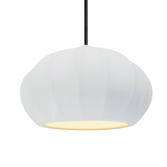 Oval Fluted 1-Light Pendant (254|CER-6605-WTWT-MBLK-RIGID-LED1-700)