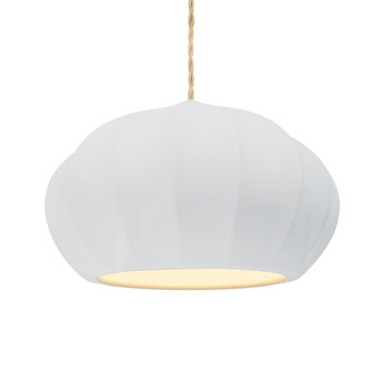 Oval Fluted LED 1-Light Pendant (254|CER-6605-WHT-NCKL-BEIG-TWST-LED1-700)